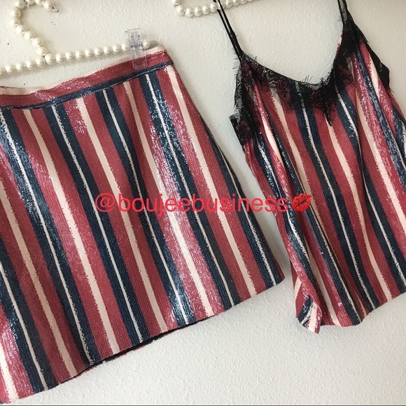 ZARA Striped Sequin Skirt and Top Set - Picture 3 of 8
